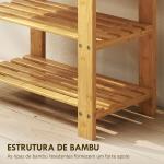 Banco Sapateira de Bambu Organizador de Sapatos com 2 Prateleiras para 4 Pares de Sapatos 50x28x45 cm Madeira