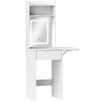 Tocador de Maquilhagem com Luzes LED de Cor Ajustável e Espelho Tocador com Lateral Rebatível Gaveta 45x45x152 cm Branco