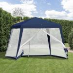 Tenda de Jardim 3x3m Tenda com 4 Partes Laterais Rede Mosquiteira com Zíper Proteção UV para Patio Azul