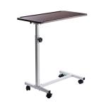 Mesa Auxiliar com Rodas para Sofá e Cama Altura Ajustável e Estrutura de Aço 77x40x76 - 100 cm Nogueira Escura