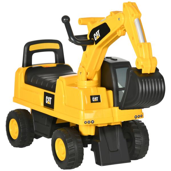 Escavadora com Licença Caterpillar Escavadora para Crianças com Pá Dianteira e Buzina 85x27,5x47,5 cm Amarelo