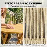 Conjunto de Jardim de 3 Peças em Madeira com 2 Cadeiras Dobráveis e Mesa Redonda para Varanda e Terraço Natural