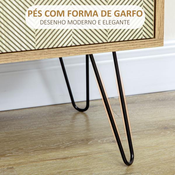 Cómoda de Madeira com 4 Gavetas Prateleira Ajustável e Pés de Metal para Sala de Estar Dormitório 79x39x86cm Marrom