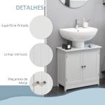 Móvel para Lavatório Pousar Armário Casa de Banho de Armazenamento com 2 Portas e Prateleira Interior Ajustável Moderno 60x30x60 cm Branco