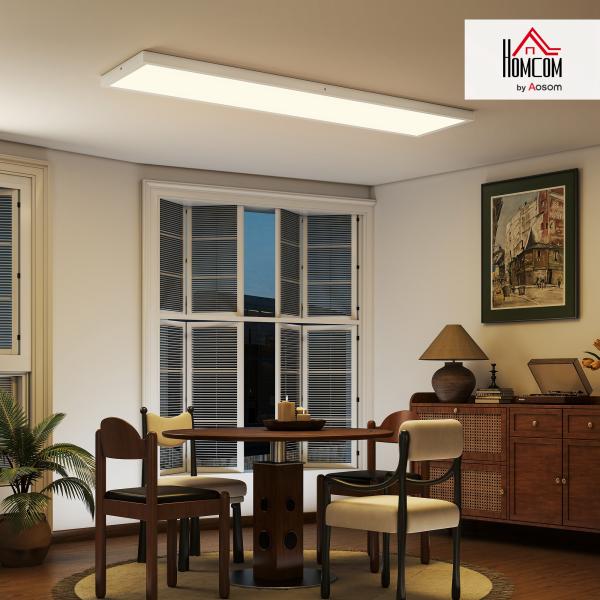 Conjunto de 4 Candeeiros de Teto Reguláveis em Cor com Interruptor DIP e de Parede 3000K/4000K/6000K 120x30x3,7 cm Branco