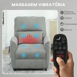 Poltrona Relax Reclinável Elétrica com Calor Lombar, Massagem Vibratória, Motor Silencioso e Função de Memória, Cinzento Escuro