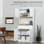 Armário de Cozinha com Gaveta 4 Portas e Prateleiras Interiores Ajustável em Altura Móvel Auxiliar de Armazenamento Moderno para Sala de Jantar Sala de Estar 80x40x180cm Branco