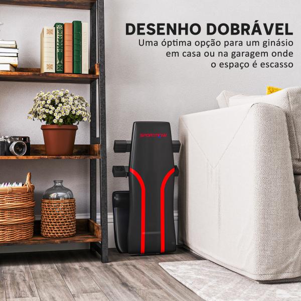 Banco de Abdominais Ajustável Banco de Musculação Dobrável para Treino de Corpo Completo 82x35x42,5 - 107 cm Preto