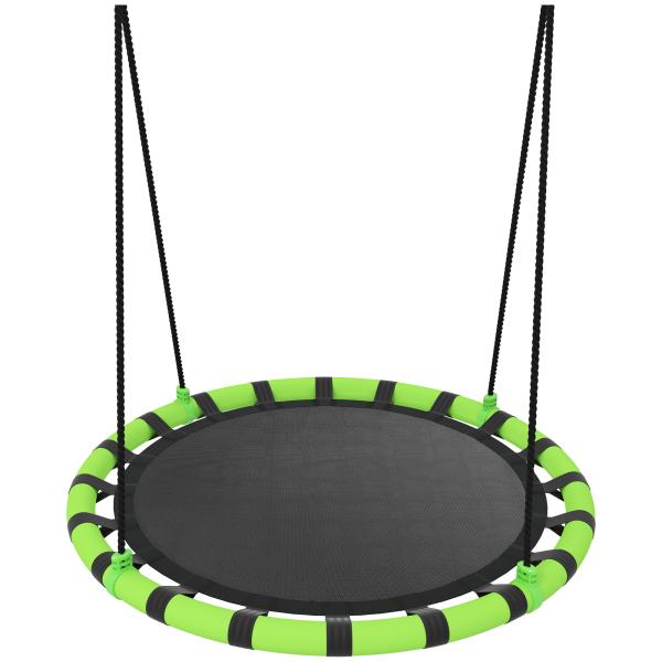 Baloiço para Crianças Redondo Baloiço de Jardim Infantil Ajustável Impermeável Carga 150kg Ø100x180 cm Preto e Verde