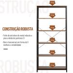 Estante estilo industrial com 6 prateleiras abertas para sala de estar Escritório 80x30x180 cm Castanho Rústico