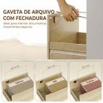 Secretária de Escritório com 4 Prateleiras e Gaveta de Arquivo A4 com Fechadura e 2 Chaves para Espaços Pequenos, Carvalho