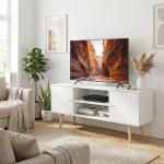 Móvel de TV para Televisores de até 55 Polegadas com 2 Portas 2 Prateleiras de Armazenamento 120x34x50cm Branco