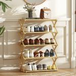 Sapateira Estreita de Bambu Dobrável de 5 Níveis para Entrada Corredor Quarto 60x29x88 cm Madeira