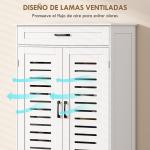 Sapateira Armário para Sapatos com Gaveta Portas de Grade Prateleiras Ajustáveis para 20 Pares de Sapatos 78x37x115,8 cm Branco