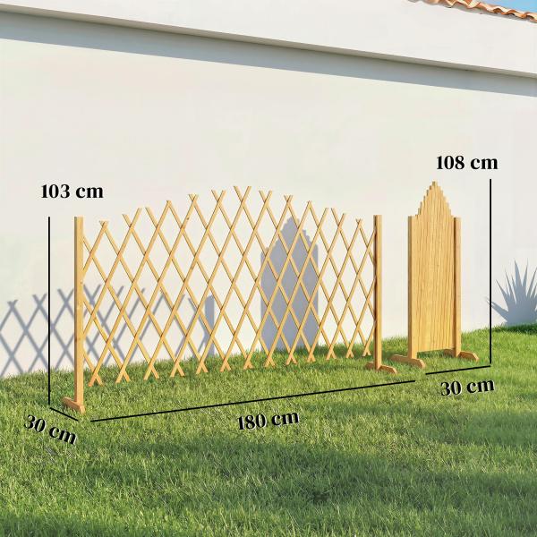 Conjunto de 2 Painéis de Vedações de Jardim Exterior Extensíveis de Madeira para Decoração de Terraço 180x30x103 cm Madeira