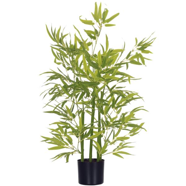 Planta Artificial de Bambu com 504 Folhas Realistas Decoração para Sala de Estar Exterior Ø15x90 cm Verde