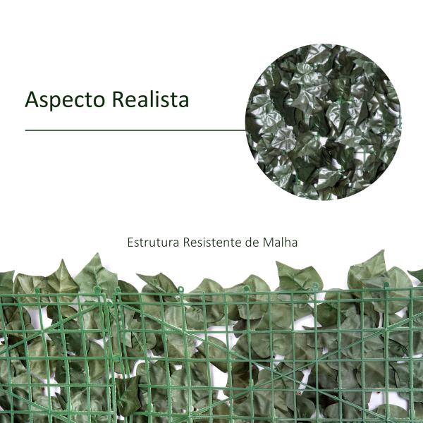 Vedação Artificial em Rolo 2,4x1 m Vedação de Privacidade para Balcão Jardim Exterior Planta Decorativa de Parede PE Verde