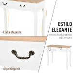 Mesa Consola Mesa Auxiliar com 2 Gavetas para Entrada Corredor Sala de Estar 87x34x78,5cm Branco e Madeira