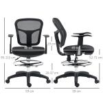 Cadeira de Escritório Ergonómica com Apoio para os Braços Apoio para os Pés e Assento Ajustáveis 59x59x95 - 115cm Preto