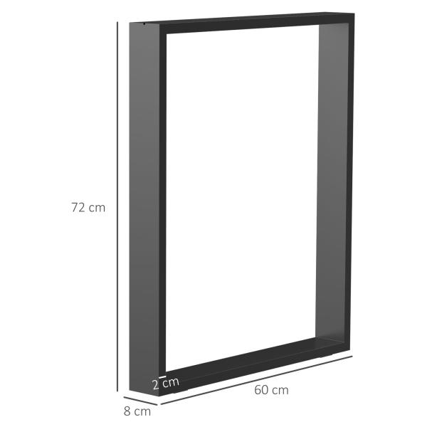 Conjunto de 2 Pés para Mesa de Aço 60x72 cm Pernas Quadradas de Mesa para Móveis de Bricolage Preto
