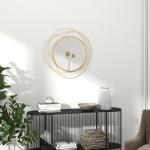Espelho Decorativo de Parede Adorno de Parede Metálico Ø65 cm com Ganchos para Sala de Estar Quarto Corredor Dourado