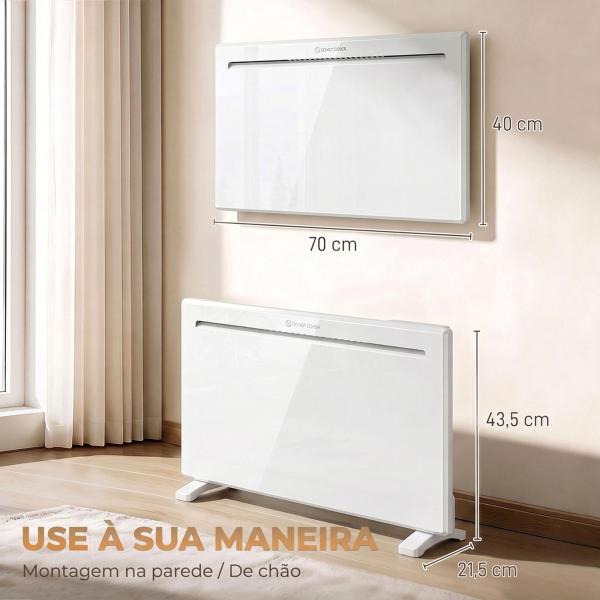 Aquecedor de Painel Inteligente 1500 W de Parede ou Independente com Temporizador Semanal, Branco