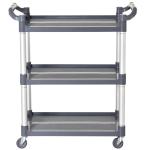 Carrinho Auxiliar com Rodas e 3 Prateleiras Carrinho de Cozinha com Armazenamento Carga 105 kg 88x44x93 cm Cinza