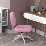 Cadeira de Escritório Estofada em PU com Altura Ajustável Sem Braços Cadeira de Estudo Dormitório 46x59x82 - 92 cm Rosa