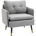 Poltrona Sala de Estar Poltrona Relax com Apoio para os Braços Assento Acolchoado e Pés de Aço 76x68x80 cm Cinza