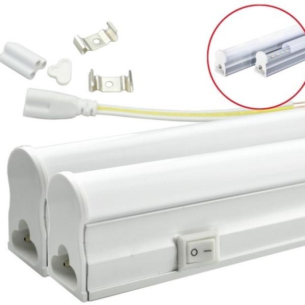 Armadura LED T5 12W 220V 4000K 1200Lm Opalina c/ Interruptor (90cm)