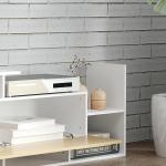 Móvel de TV Moderno Móvel para Televisores 153,6x25x42cm e Prateleira de Parede 150x14,5x16,3cm Branco e Madeira