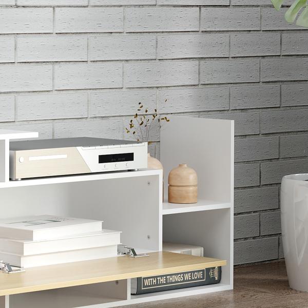 Móvel de TV Moderno Móvel para Televisores 153,6x25x42cm e Prateleira de Parede 150x14,5x16,3cm Branco e Madeira