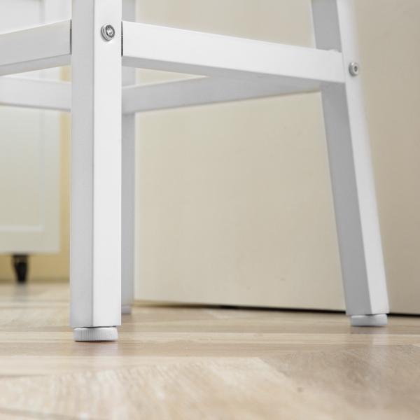 Conjunto de 2 Bancos Altos de Cozinha Bancos de Bar com Pés de Aço e Apoio para os Pés 32,5x32,5x65cm Madeira e Branco