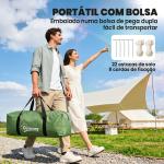 Tenda de Campismo Familiar para 4 Pessoas Tenda Dobrável Impermeável para Praia Parque 430x240x170 cm Verde