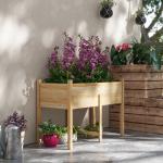 Mesa de Cultivo de Madeira Horta Elevada 115x55x80 cm com Tecido não Tecido para Cultivo de Plantas Verduras Flores Madeira