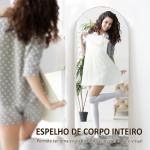 Espelho de Pé de Corpo Inteiro Arqueado 150x50 cm Independente Apoiável e de Parede Sem Moldura Dourado