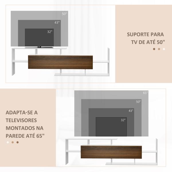 Móvel de TV Moderno Móvel para Televisores 153,6x25x42 cm e Prateleira de Parede 150x14,5x16,3 cm Branco e Marrom