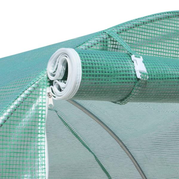 Estufa tipo Túnel 500x200x205 cm Estufa de Jardim com Porta Enrolável e 8 Janelas Cobertura de PE 140 g/m² Verde