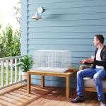 Gaiola para Pássaros com Divisória Gaiola para Aves com 4 Comedouros 4 Poleiros e Bandeja Amovível 76x46x46 cm Branco
