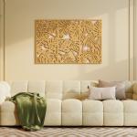 Decoração de Parede de Madeira 3D 3 Peças 40x80 cm Adornos com Padrão de Folhas Tropicais Madeira