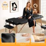 Marquesa de Massagem Dobrável Portátil com Altura Ajustável Apoio de Cabeça Apoios de Braço Acolchoados 215x60x64 - 89 cm Preto