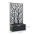 Floreira de Metal com Ecrã de Privacidade com Ramos Decorativos Floreira de Parede ou Independente 61x23x113 cm Preto