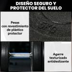 Conjunto de Halteres Ajustáveis Conjunto de Pesos 8x5kg 4x1,5kg e 2 Barras Total 50 kg Preto