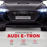 Carro Elétrico Audi E - Tron 12V com Faróis Buzina Música MP3 TF USB e Abertura da Porta 3 - 8km/h 108x60x47 cm Preto
