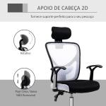 Cadeira de Escritório Ergonômica Cadeira de Escritório Giratória com Altura Ajustável Função Reclinável Apoio para a Cabeça e Suporte Lombar 65x67x108 - 118cm Branco