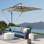Chapéu de Sol Excêntrico 247x247 cm com Base Cruzada, Manivela, Capa Protetora e Toldo Giratório 360° 247x247x256 cm Caqui