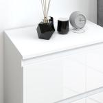 Cómoda com 3 Gavetas de Madeira Cómoda de Dormitório Cómoda Branca Estilo Moderno 55x34x75 cm Branco Brilhante