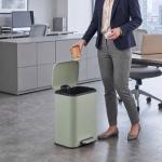 Caixote do Lixo de Cozinha 20 L em Aço Galvanizado com Tampa de Fecho Suave Pedal Balde Removível e Acabamento Anti - impressões Digitais Verde Claro
