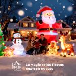 Decoração Insuflável de Natal Pai Natal com Trenó 2 Renas e Luzes LED 210x70x125 cm Multicor