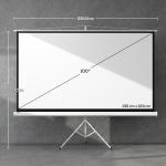 Ecrã de Projeção com Suporte Portátil 100 Polegadas Formato 16:9 Altura Ajustável 221x124 cm Branco